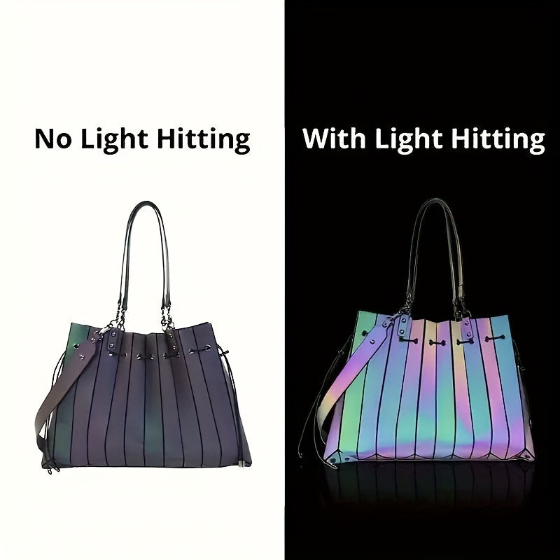 Holographic Tote Bag For Women Shopping Geometric Handbag
