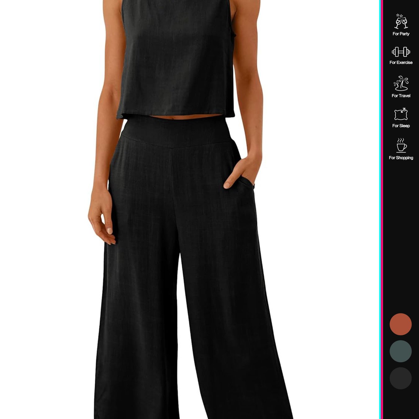 Women Linen Two Piece Jumpsuit Set Beachwear Breathable