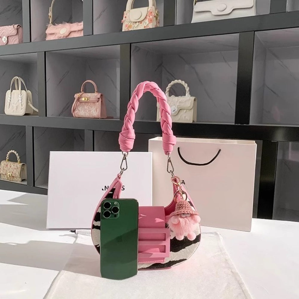 Zebra Print Mini Handbag With Snap Closure