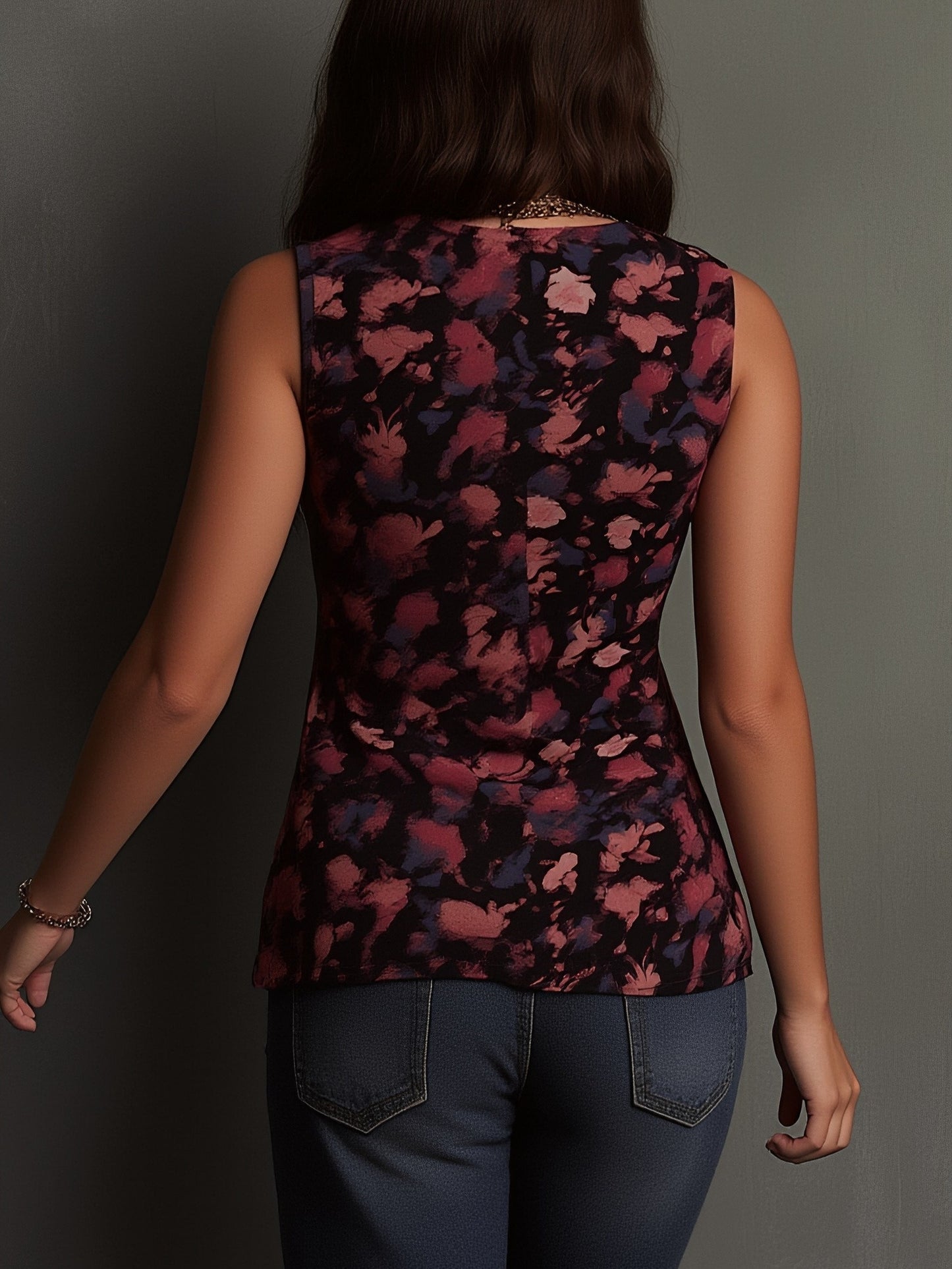 Velvet Vest With Deep V-Neck And Button Front Closure