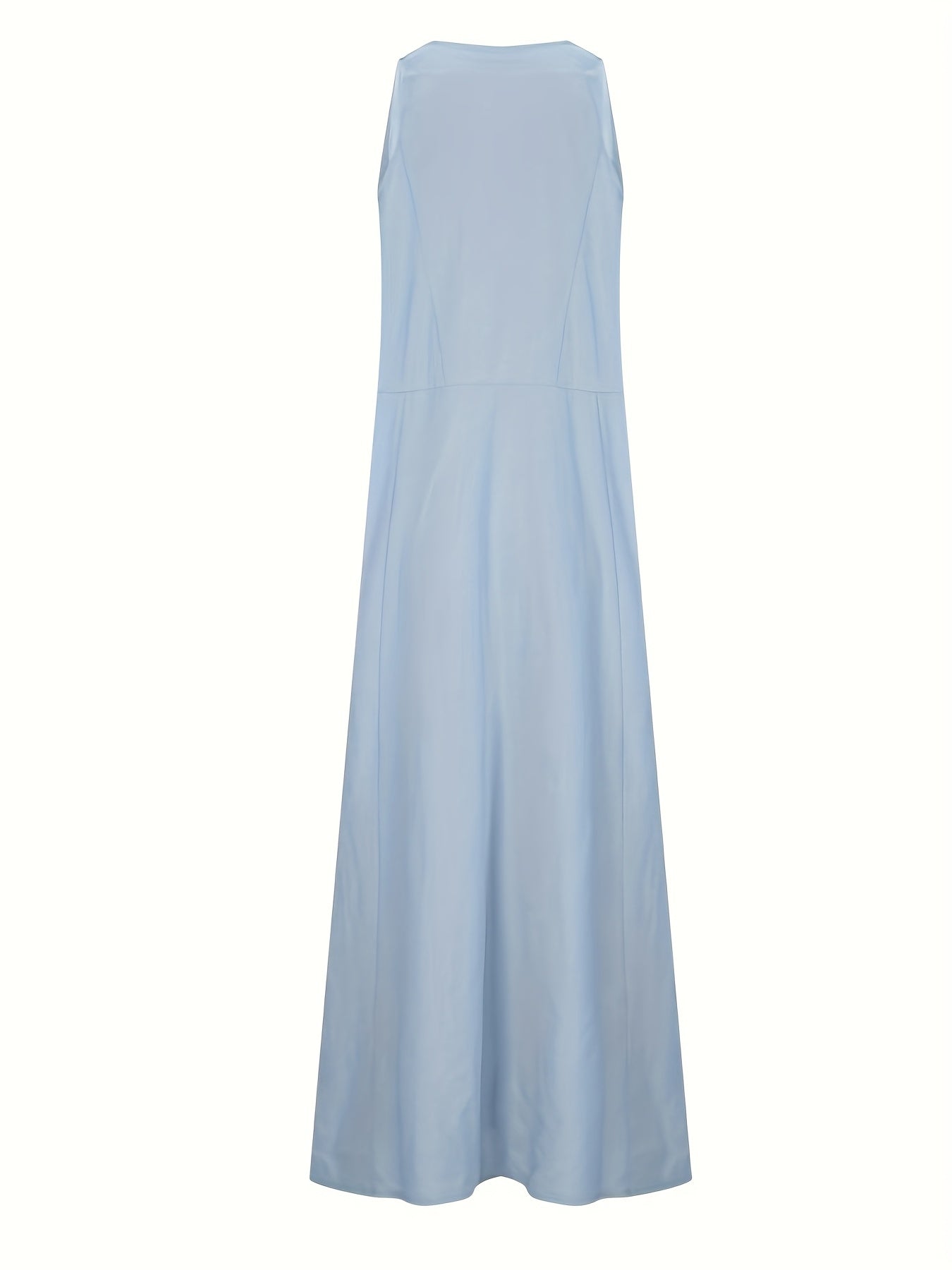 Cotton Linen Summer V Neck Sleeveless Long Dress For Women