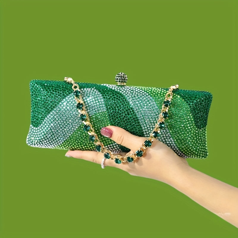 Geometric Crystal Evening Clutch Bag Kiss Lock Closure Set