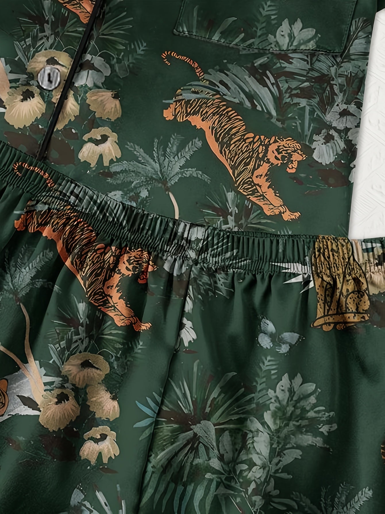 Jungle Print Satin Polyester Womens Casual Loungewear Set