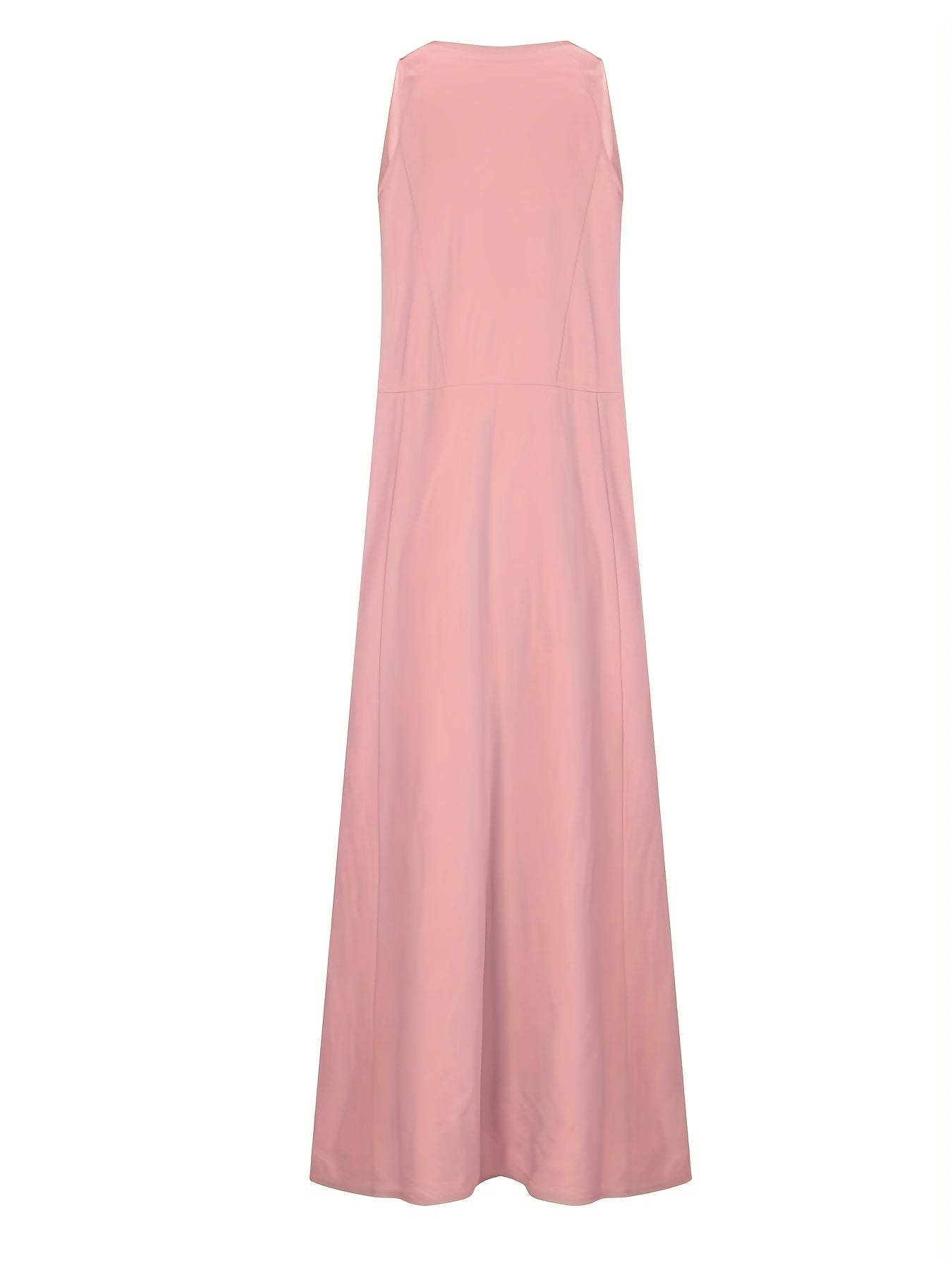 Cotton Linen Summer V Neck Sleeveless Long Dress For Women