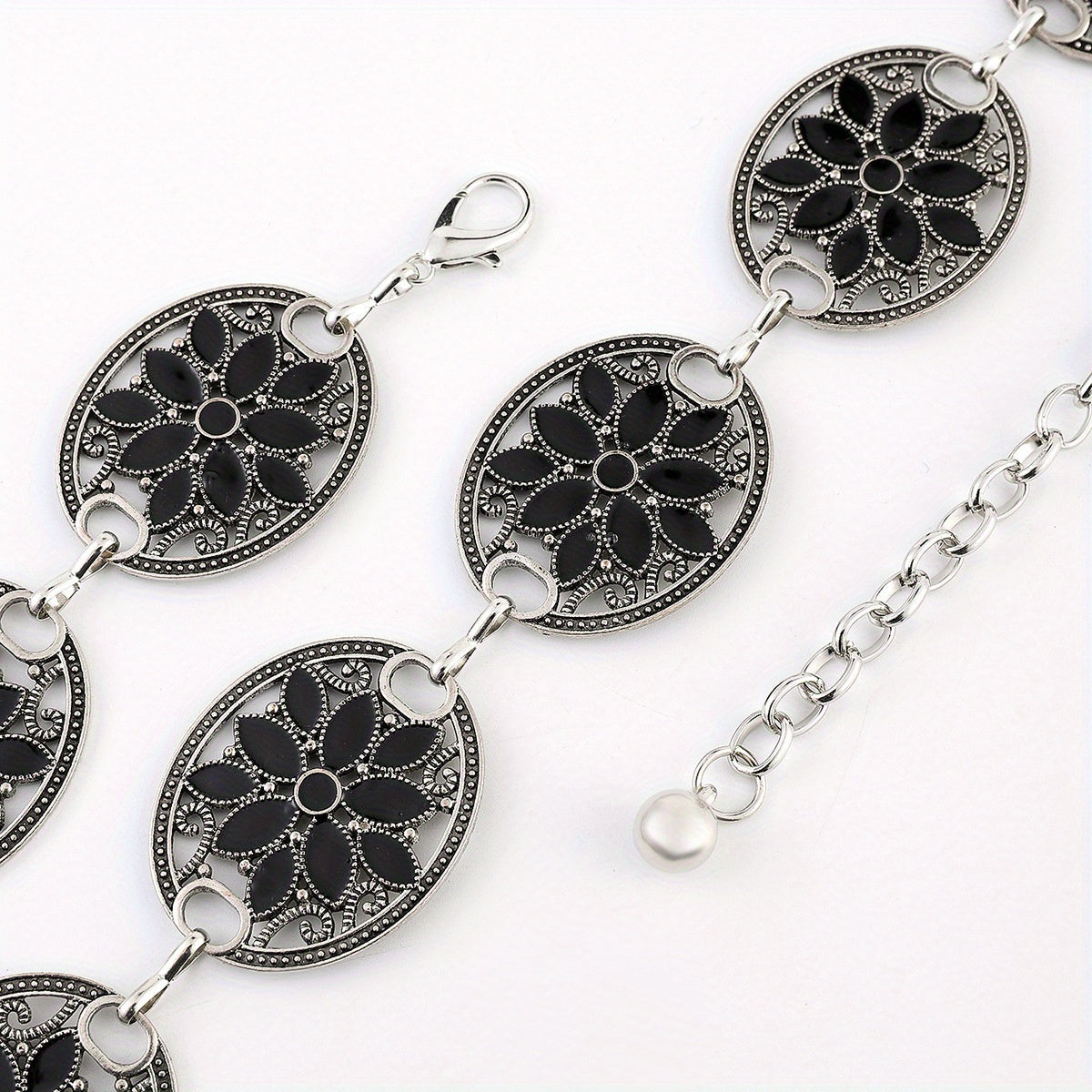 Bohemian Waist Chain Belt Hollow Black Elastic Jewelry