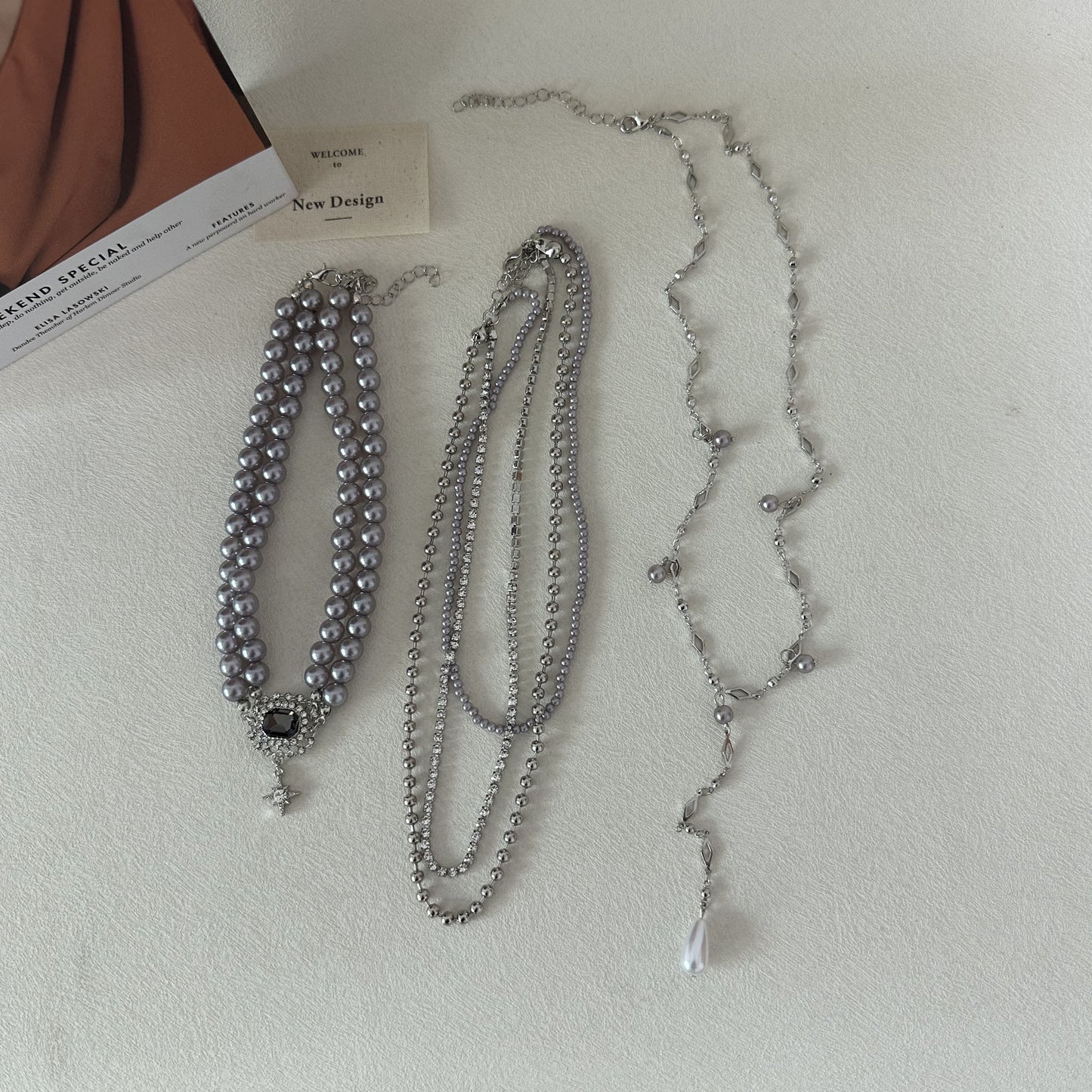 Neulry Baroque Niche Light Luxury Temper Pearl Necklace