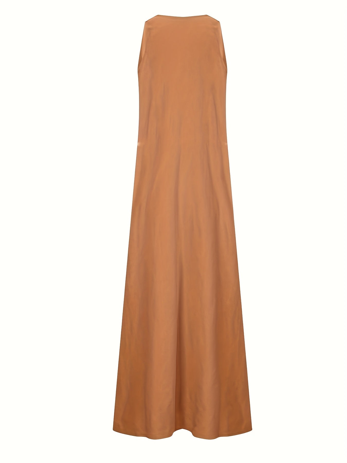 Cotton Linen Summer V Neck Sleeveless Long Dress For Women