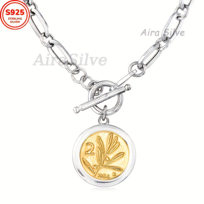 ARTPAGE 925 Silver Bumblebee Lira Coin Clasp Necklace