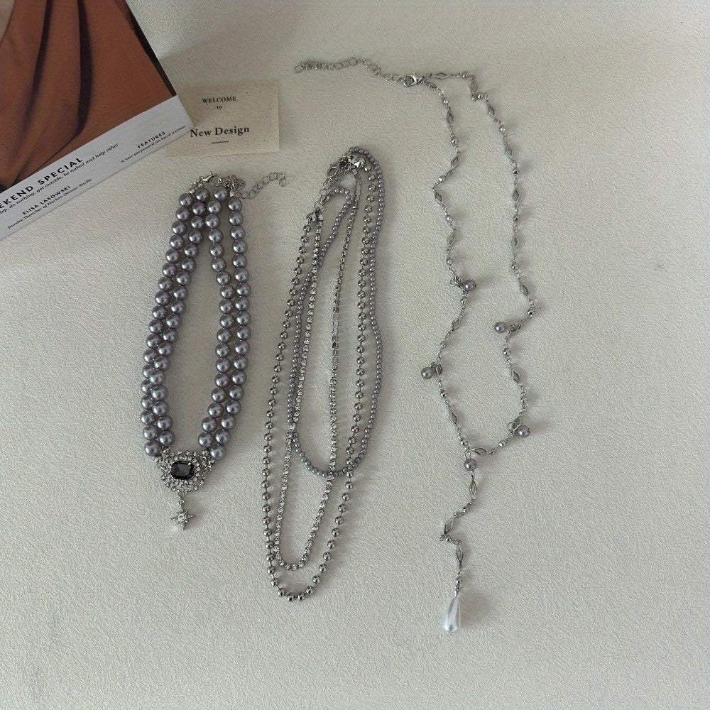 Neulry Baroque Niche Light Luxury Temper Pearl Necklace