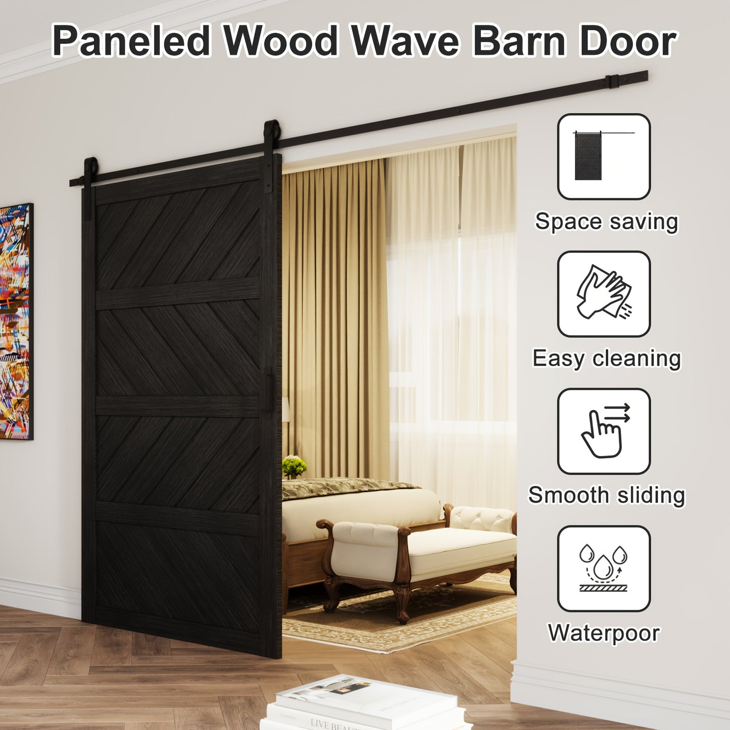 Tenoner Sliding Barn Door Hardware Kit With Wave Pattern