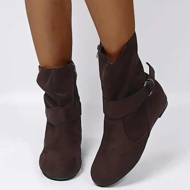 Cowgi Women's Ankle Boots Round Toe Low Block Heel