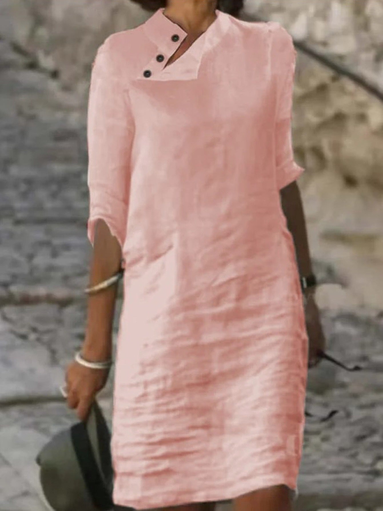 Linen A Line Summer Dress For Beach And Casual Wear