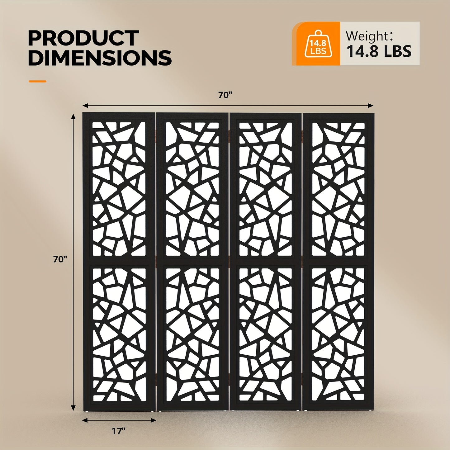Bonnlo Modern Wooden Room Divider Geometric Pattern