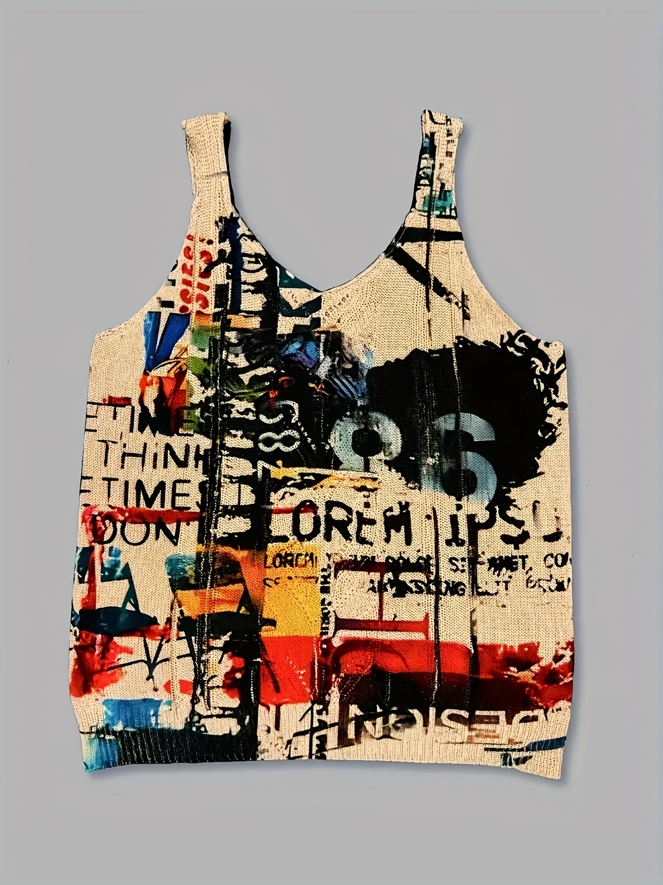 Women Graffiti 3D Print Top Cozy Sweater Vest Casual Wear