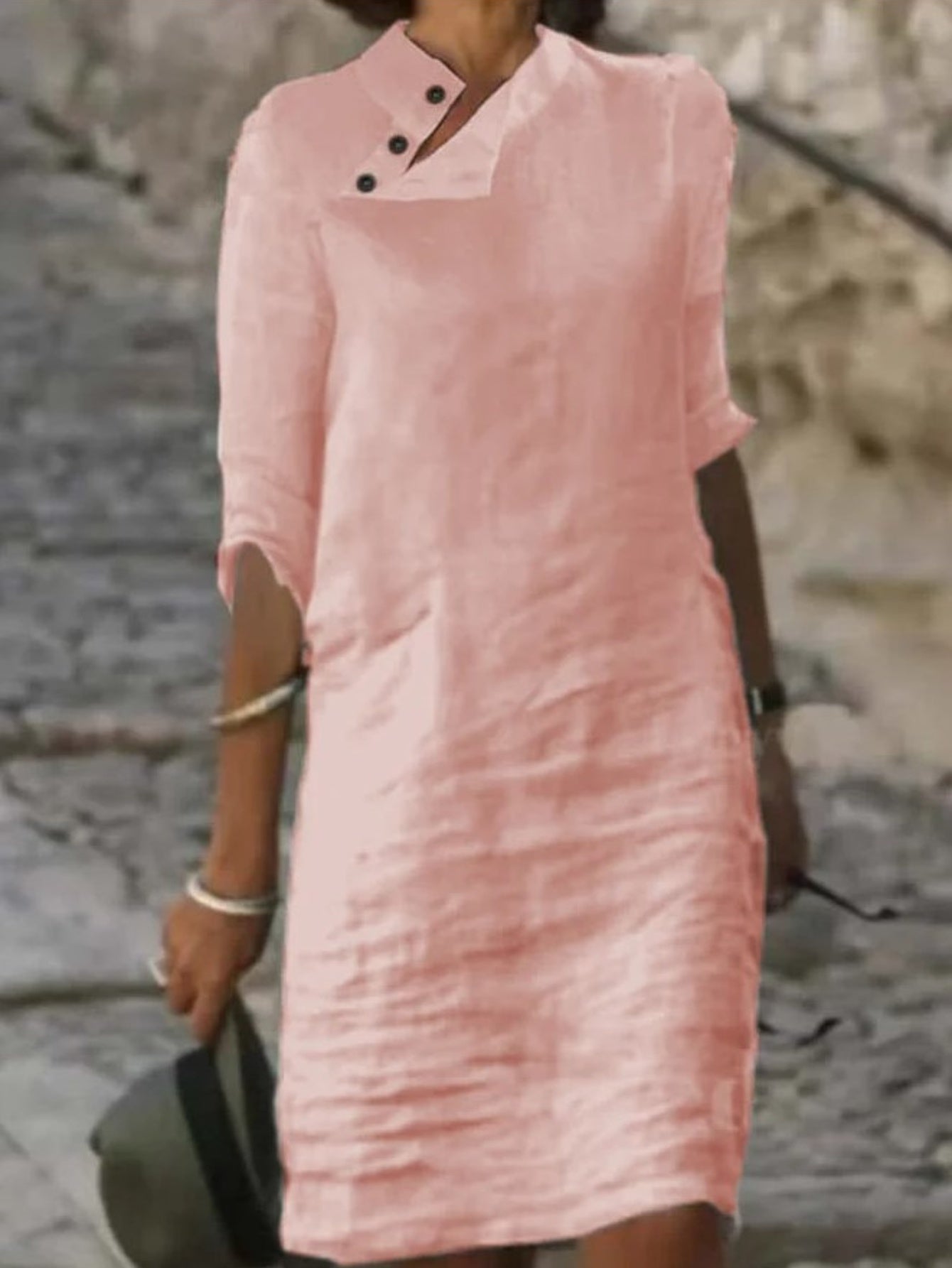 Linen A Line Summer Dress For Beach And Casual Wear