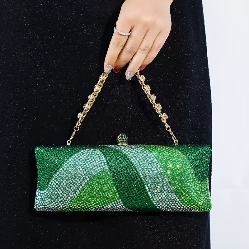 Geometric Crystal Evening Clutch Bag Kiss Lock Closure Set