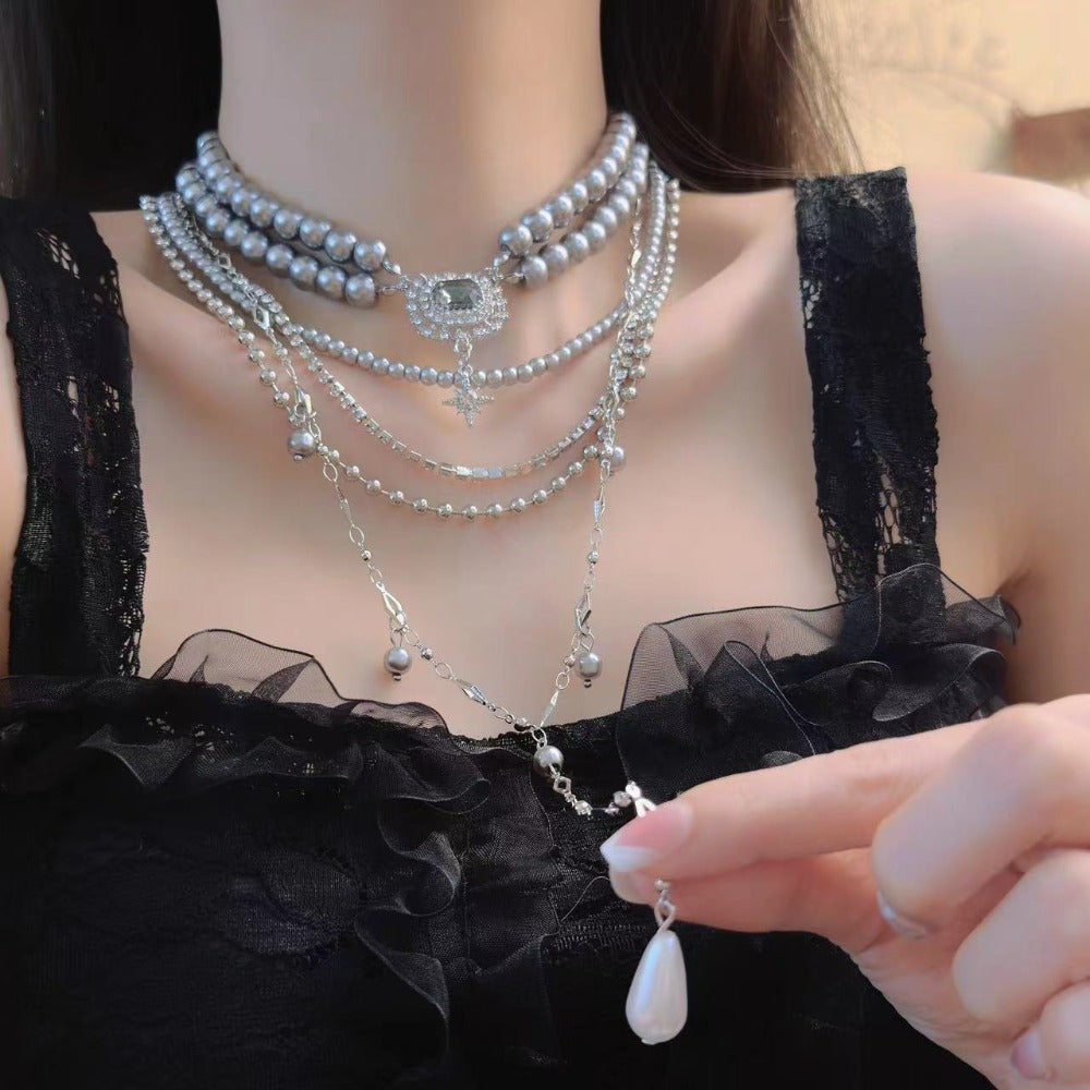 Neulry Baroque Niche Light Luxury Temper Pearl Necklace