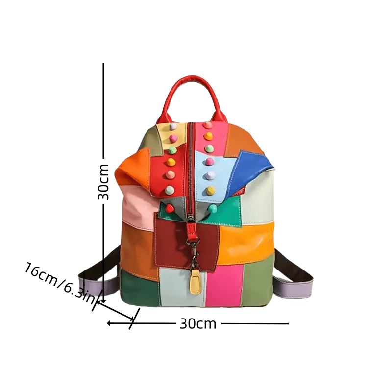 Patchwork Leather Backpack And Handbag With Pattern
