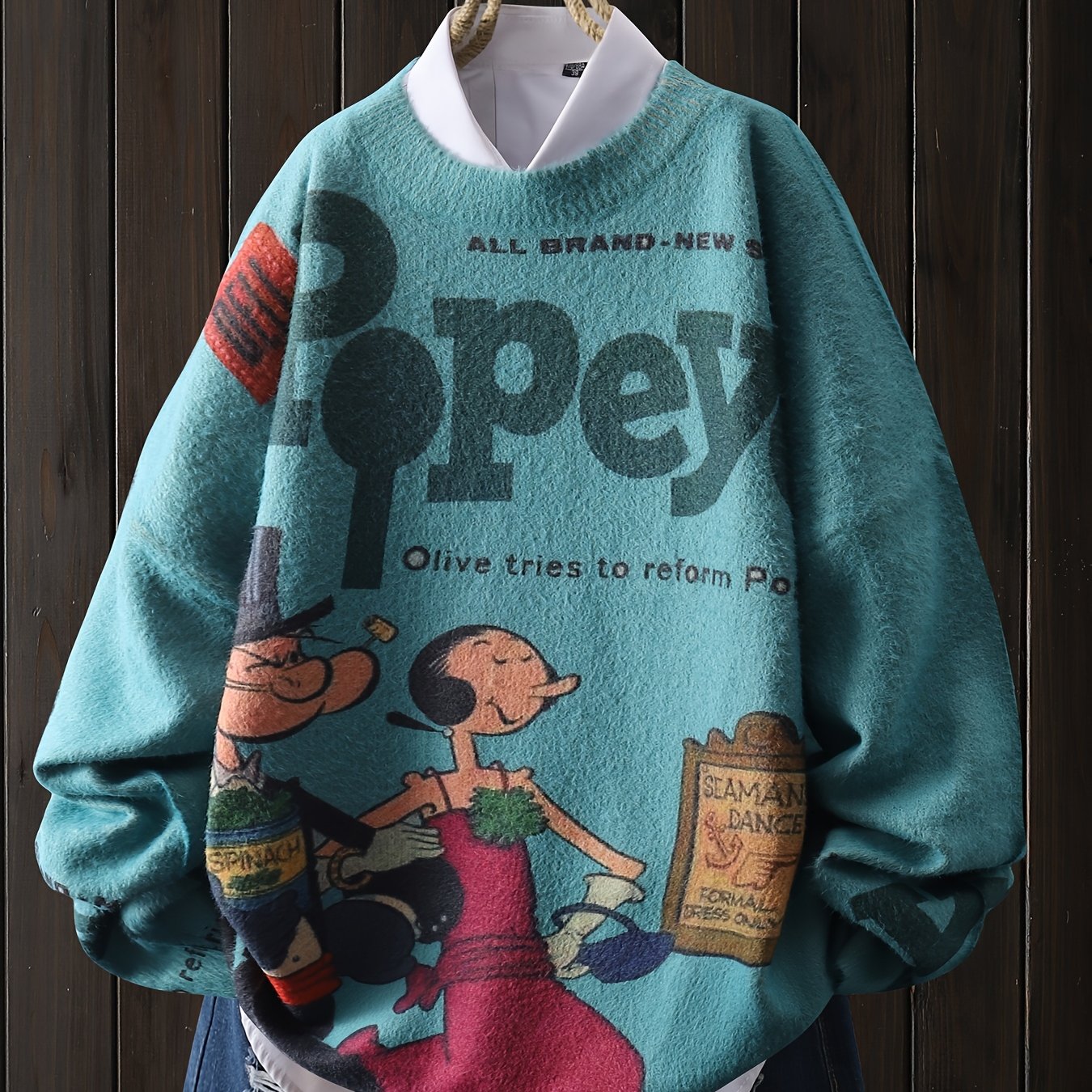 Popeye Sailor Graphic Sweater Womens Nautical Pullover