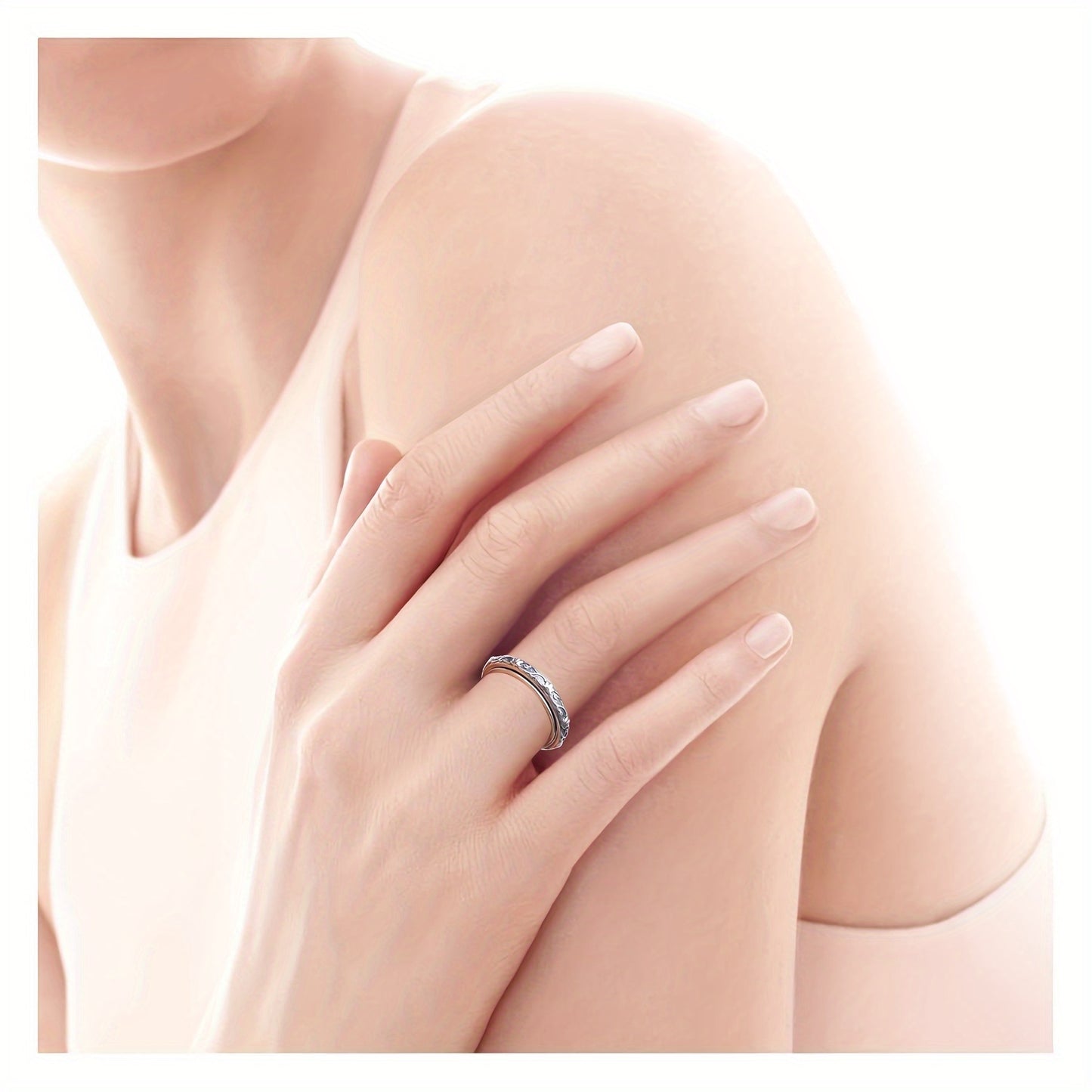 DAOCHONG S925 Silver Lotus Fidget Ring Just Breathe