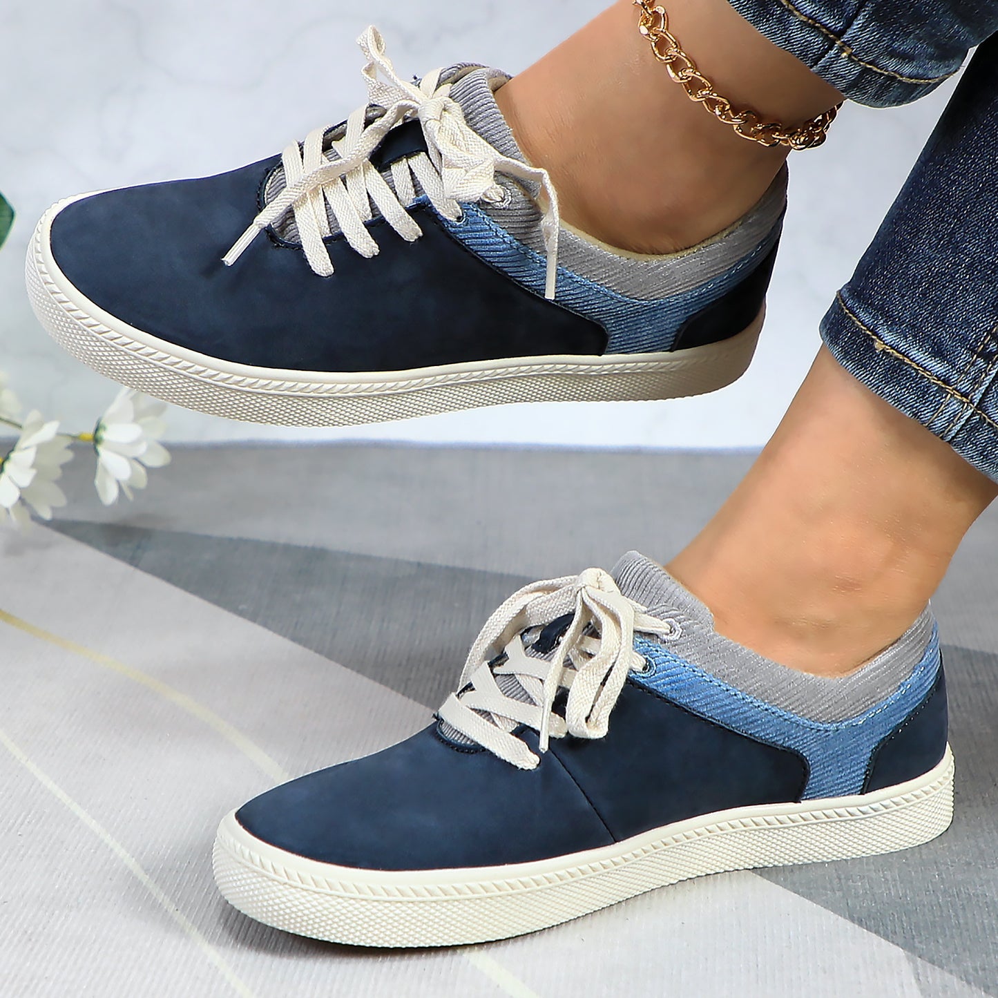 Womens Genuine Leather Outdoor Sneakers Casual Shoes