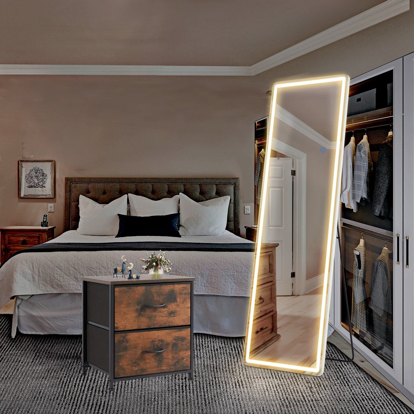 EDX LED Makeup Mirror With Adjustable Brightness Storage