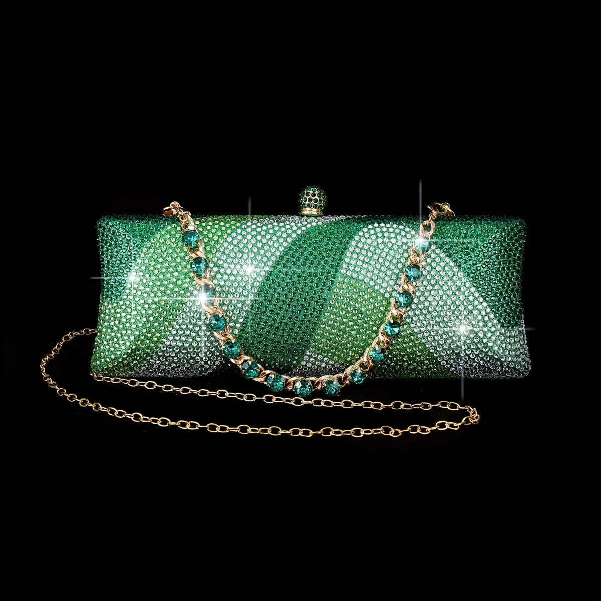 Geometric Crystal Evening Clutch Bag Kiss Lock Closure Set