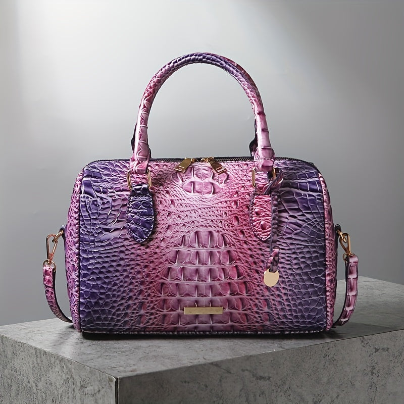 WOLFDIARY Crocodile Pattern Bag With Shoulder Strap