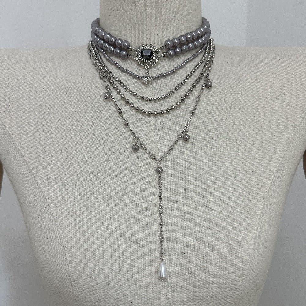 Neulry Baroque Niche Light Luxury Temper Pearl Necklace