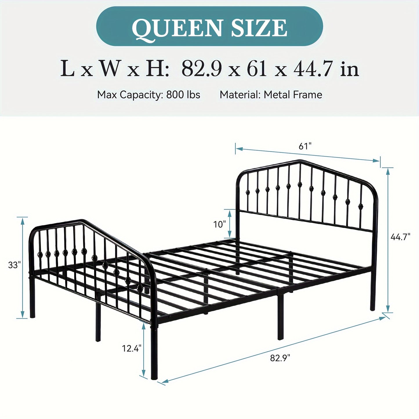 Hoomic Wrought Iron Bed Frame Victorian Headboard Footboard