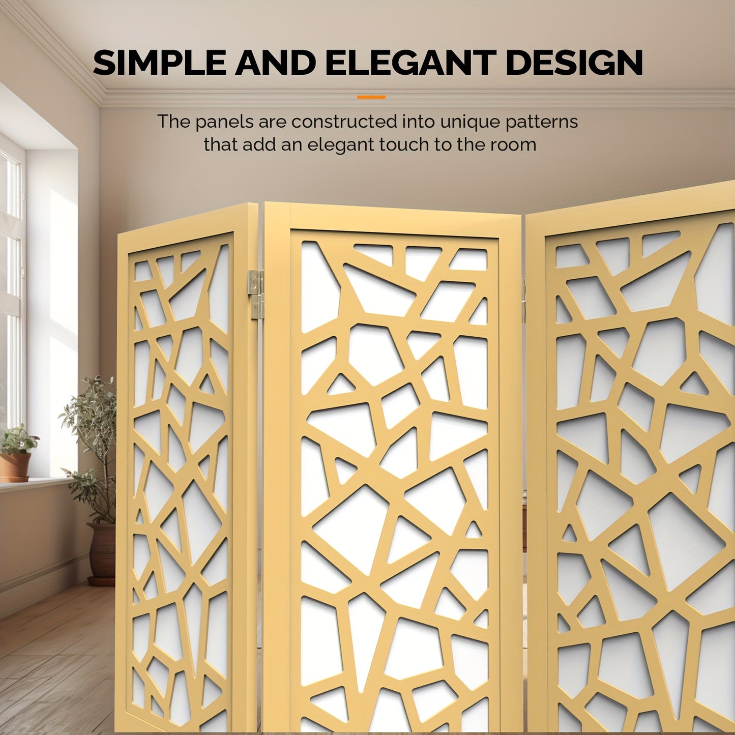 Bonnlo Modern Wooden Room Divider Geometric Pattern