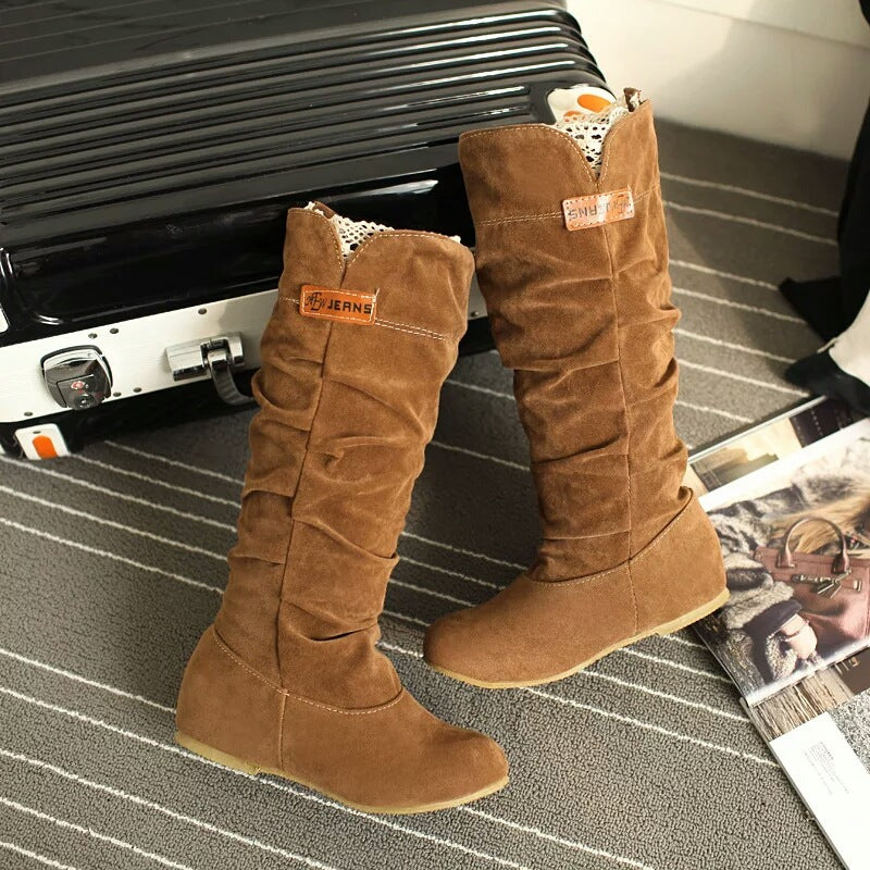 All Seasonal Lace Up Mid Calf Boots With Ruffle Trim