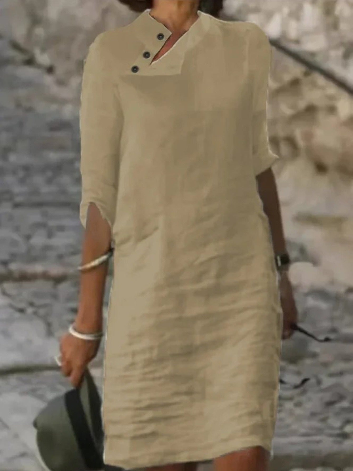 Linen A Line Summer Dress For Beach And Casual Wear