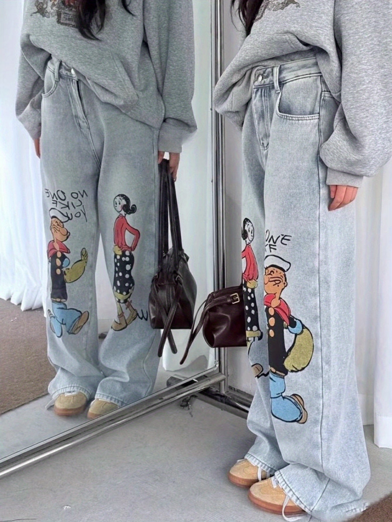 Popeyes Vintage Americana Jeans Women Straight Leg Drawstring Waist