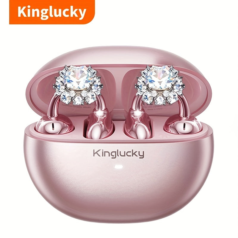 Kinglucky I121 Wireless Earbuds With Detachable Gemstone Earrings Bluetooth 5.4 HiFi Stereo ANC For Exercise Outdoors