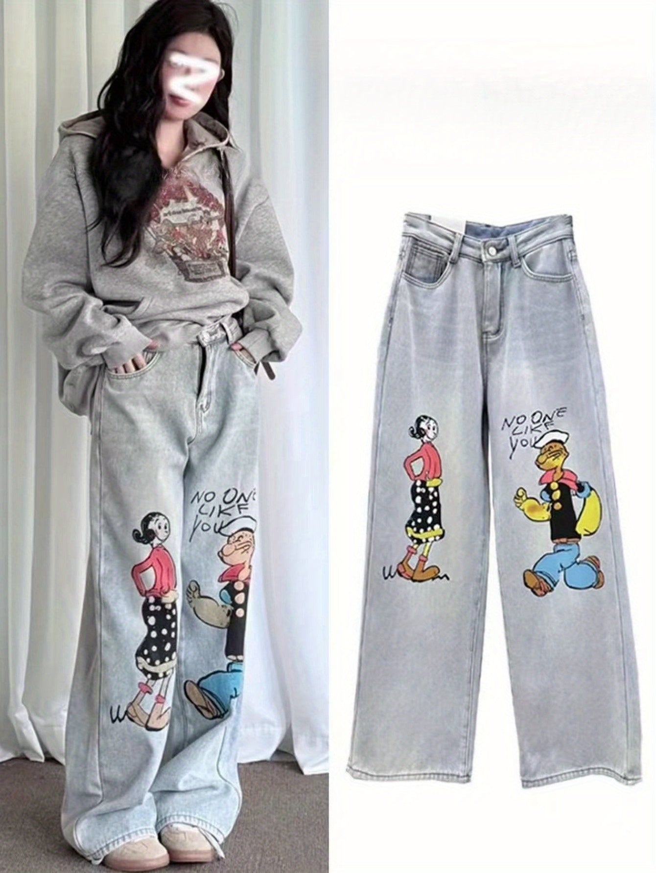 Popeyes Vintage Americana Jeans Women Straight Leg Drawstring Waist