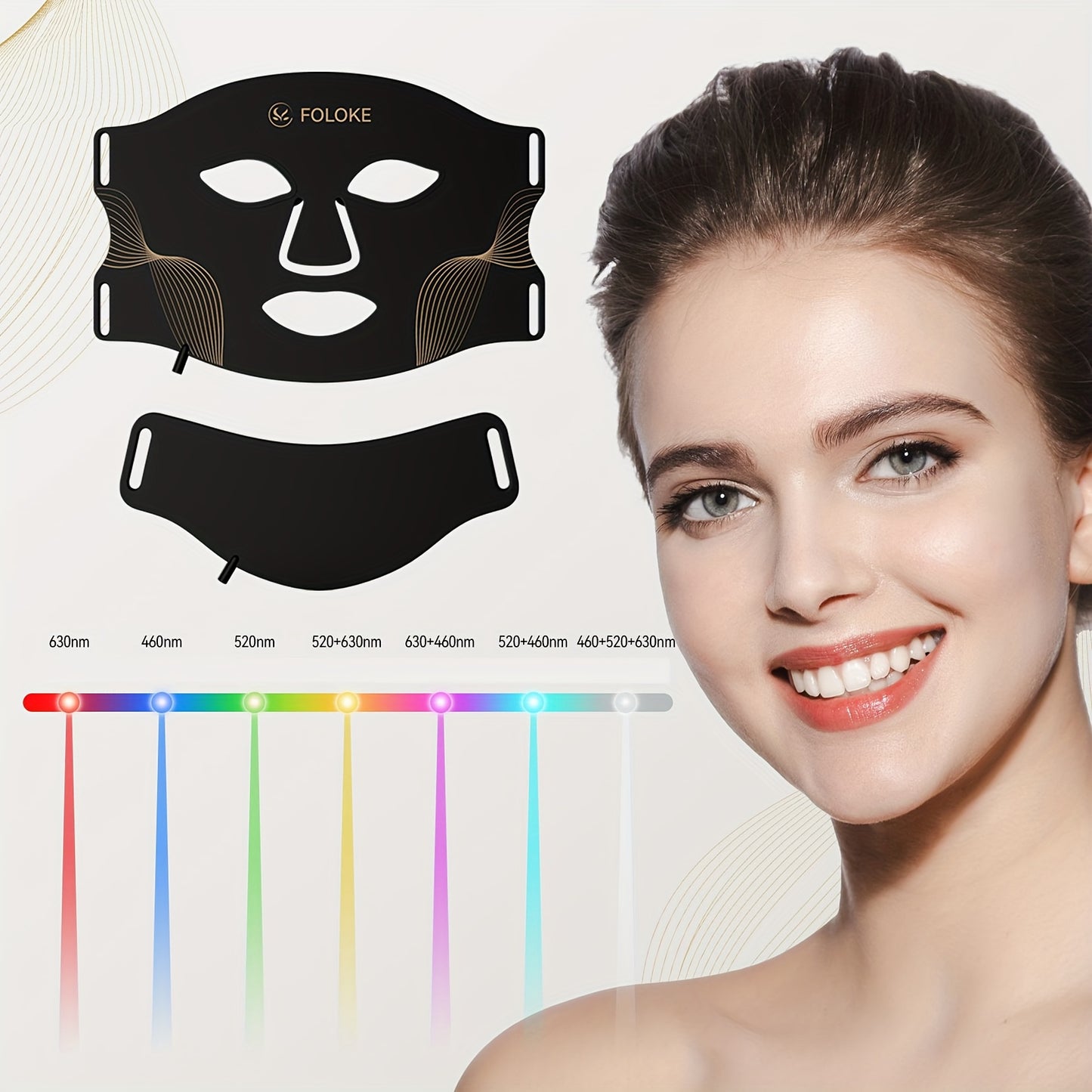 FOLOKE FDA Cleared LED Light Mask For Home Use Portable USB Powered Skincare Device Wavelength