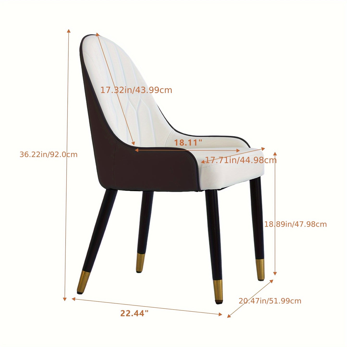 Upholstered Faux Leather Dining Chairs Set of 2 with Golden Metal Frame and Backrest for Living Room and Dining Room