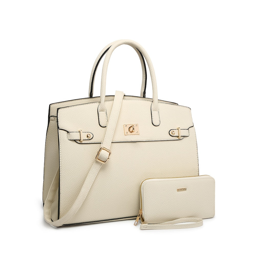 Women's Handbag And Wallet Set With Adjustable Crossbody Strap And Swivel Lock Closure