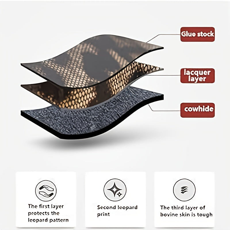 Genuine Leather Boston Bag With Leopard Print Zipper Closure