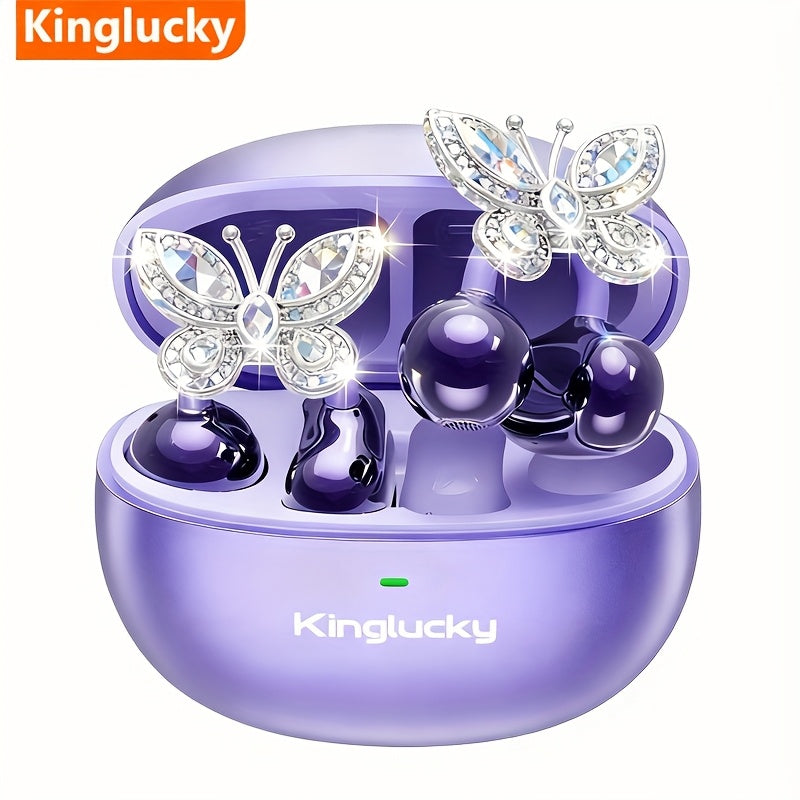 Kinglucky I121 Wireless Earbuds With Detachable Gemstone Earrings Bluetooth 5.4 HiFi Stereo ANC For Exercise Outdoors
