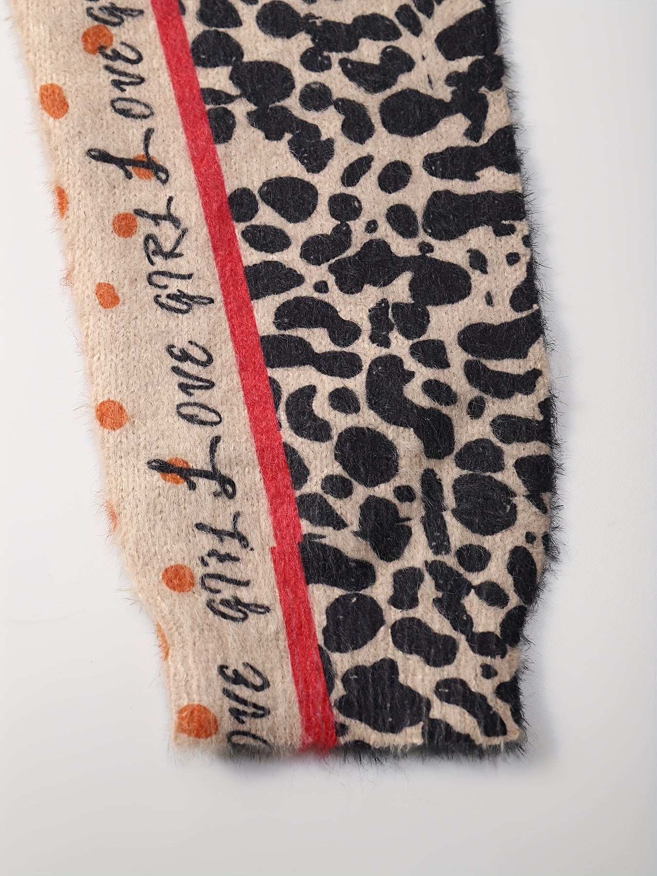 Floral Leopard Print Pullover Long Sleeve Round Neck Womens Top