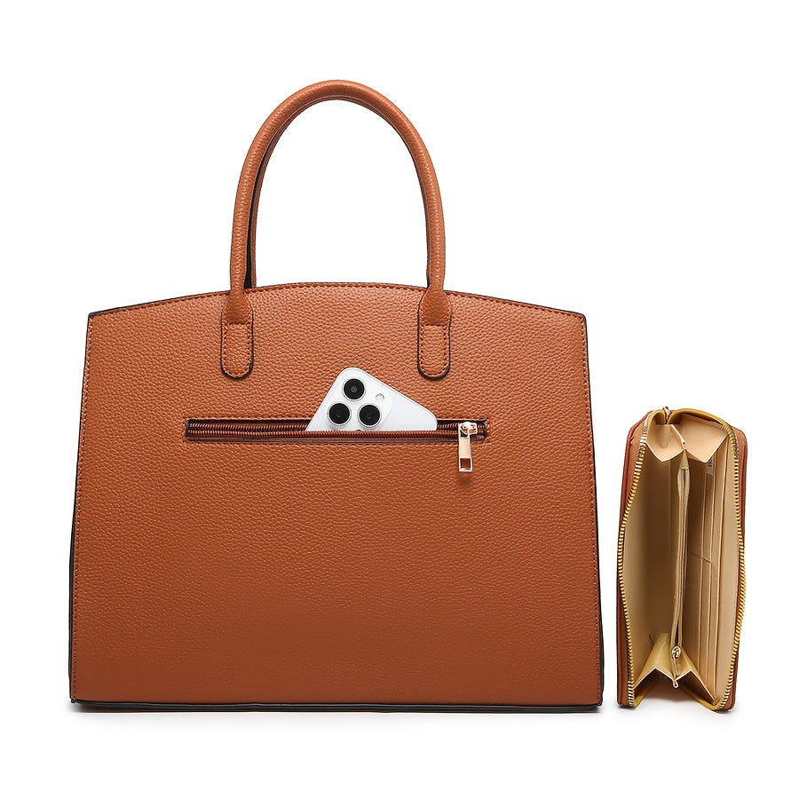 Women's Handbag And Wallet Set With Adjustable Crossbody Strap And Swivel Lock Closure