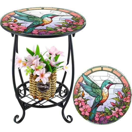 GOTFLYO Round Multifunctional End Table With Storage Shelf And Scroll Accent Easy Assembly