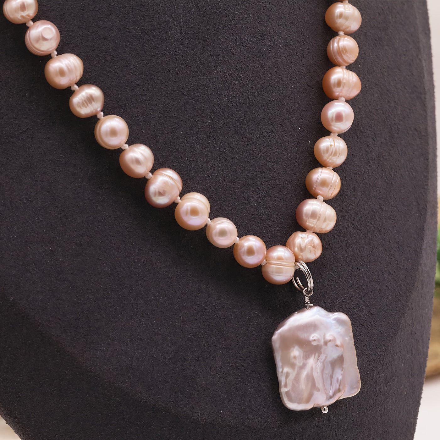 Handmade Freshwater Pearl Necklace With Baroque Pendant Gift Box