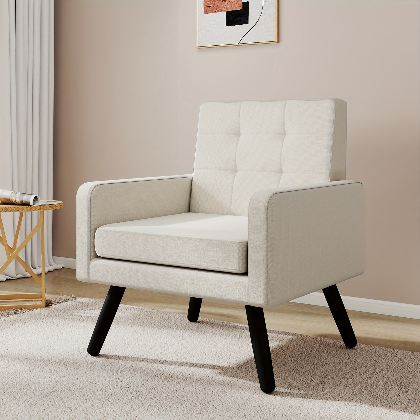 KROFEM Accent Chair Mid-Century Modern With Ergonomic Backrest