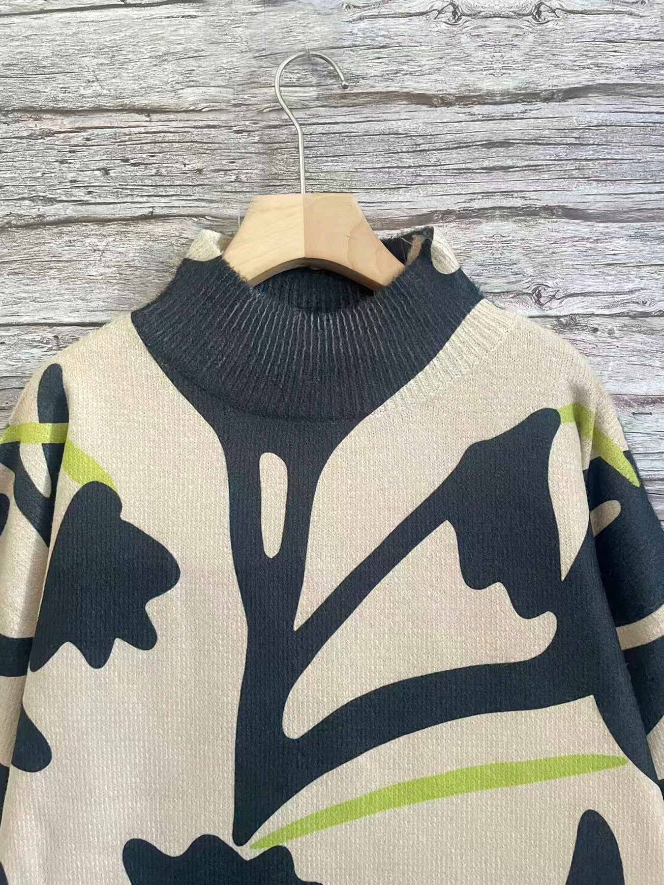 Geometric 3D Print High Neck Hoodie Sweater For Women