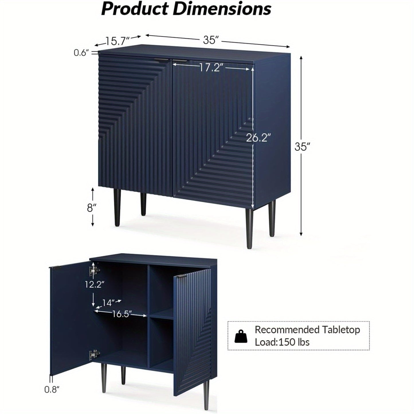 HULALA HOME Sideboard Buffet Cabinet With Adjustable Shelves
