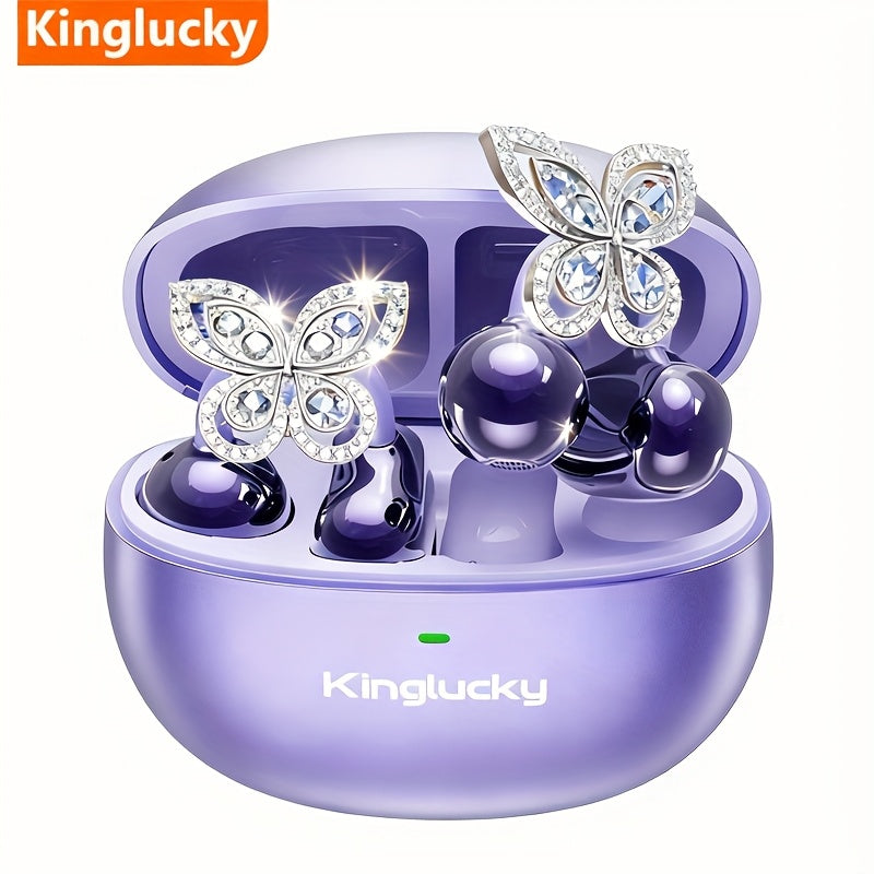 Kinglucky I121 Wireless Earbuds With Detachable Gemstone Earrings Bluetooth 5.4 HiFi Stereo ANC For Exercise Outdoors