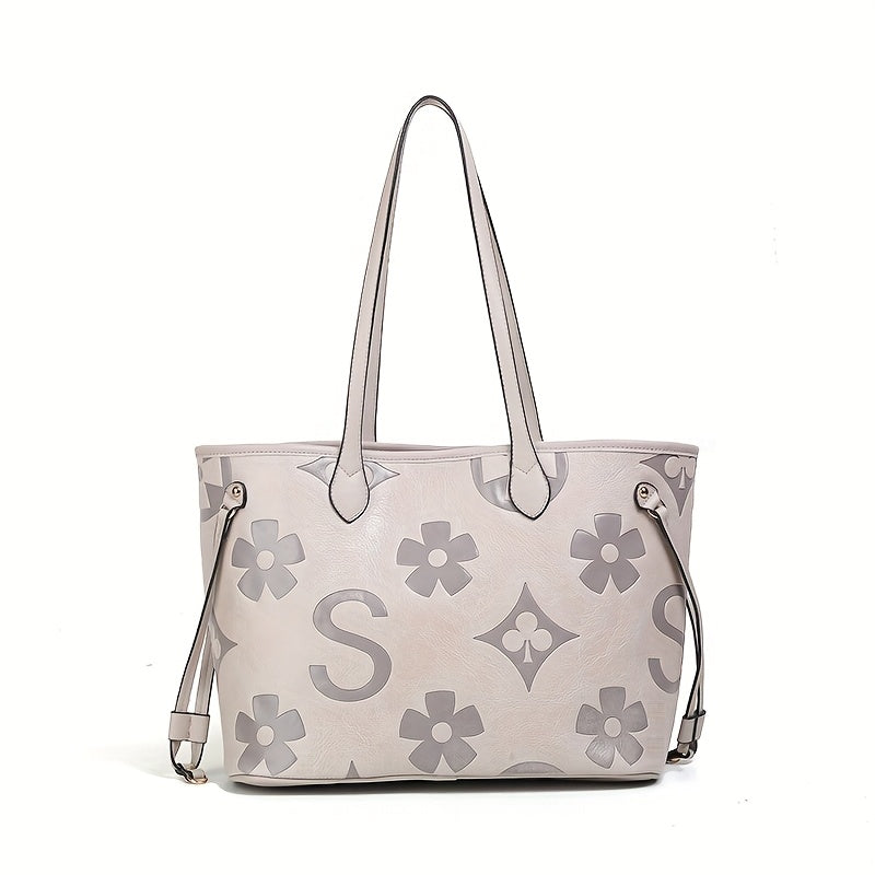Monogram Tote Bag For Women In Faux Leather With Buckle